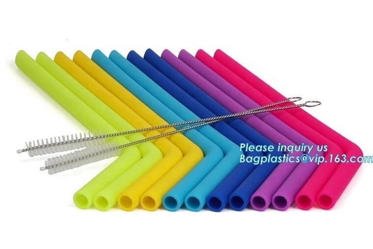 Quality Reusable Drinking Environmentally Friendly Dinnerware Wrapped Silicone Straws BPA Free for sale