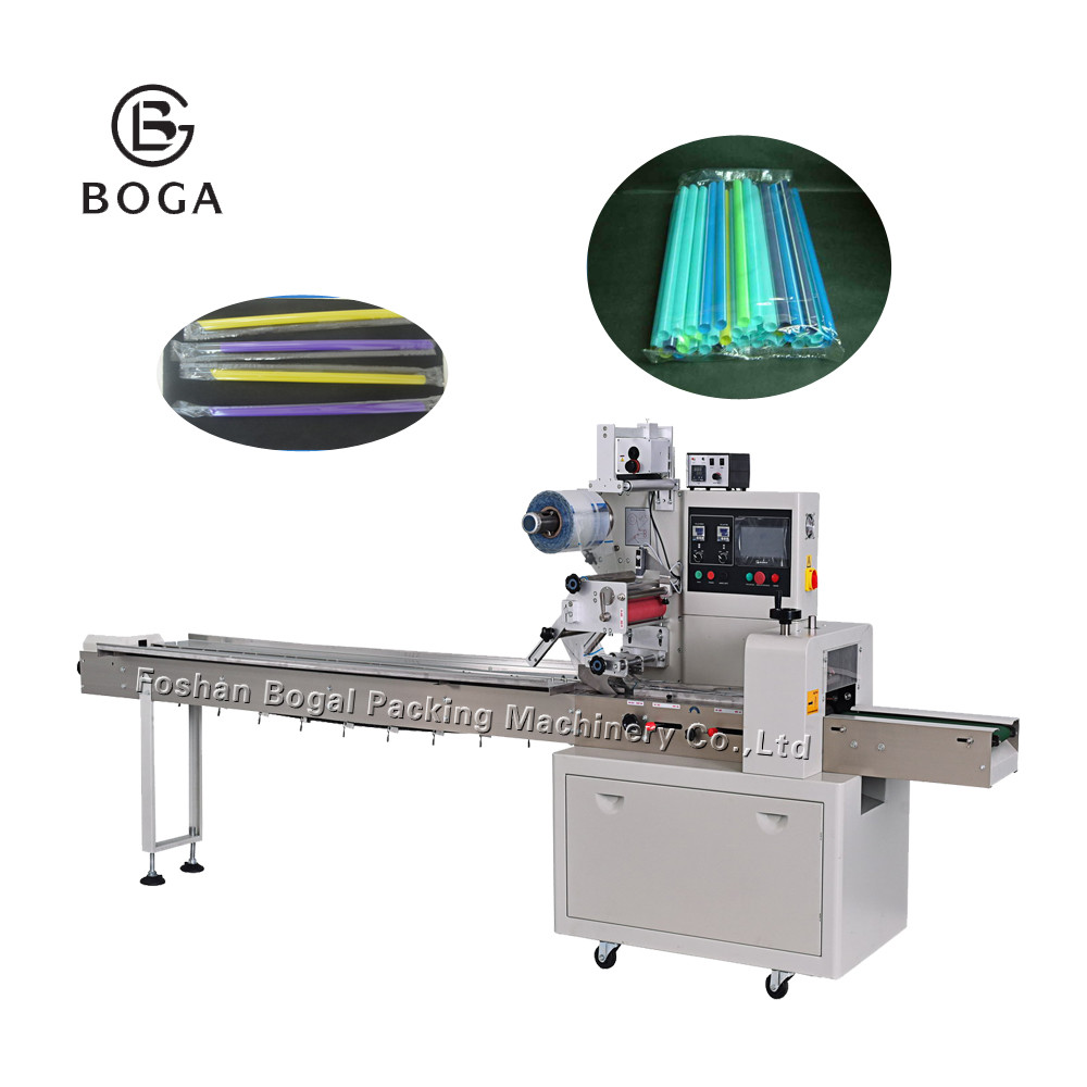 Quality Horizontal Flow Wrap Packing Machine Automatic Stainless Sucker Straw Packaging for sale