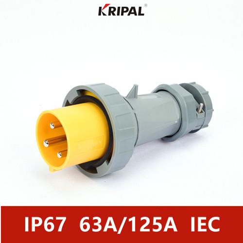 Quality 63A 125A IP67 Three Phase Waterproof European Industrial Plug 6H for sale