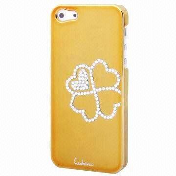 Quality Clover Shaped Diamond Electroplated Plastic Shell for iPhone 5 for sale