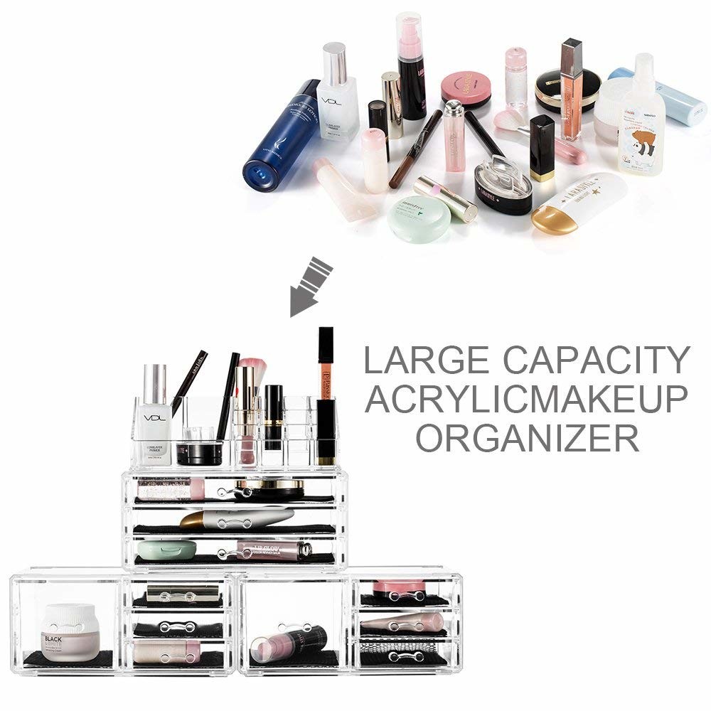 Quality OEM ODM Large Acrylic Display Box Cosmetic Storage Box Organizer 4 Pieces Set for sale