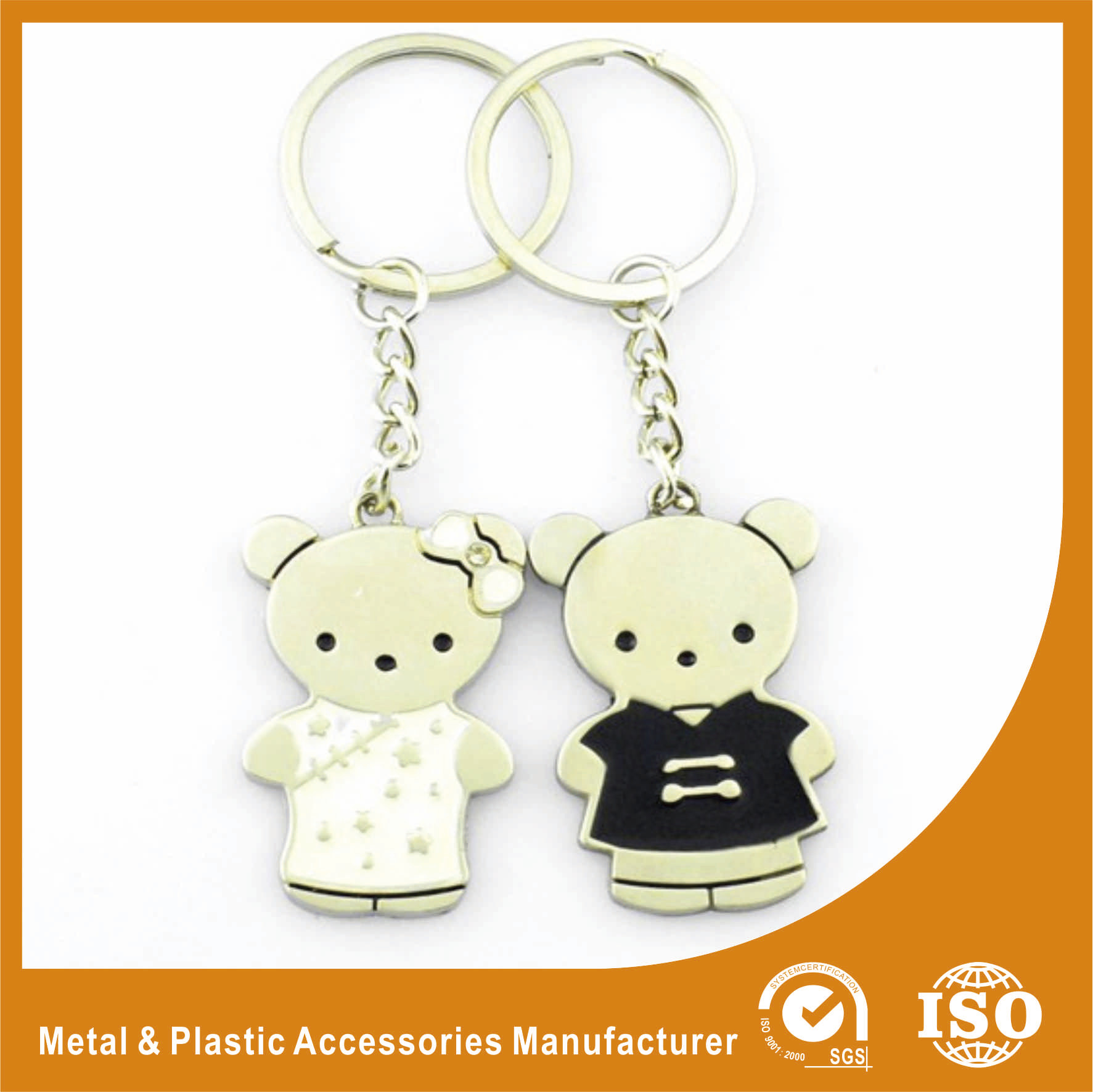Quality Cute Animal Bear Custom Metal Keychains , Stainless Steel Keychain for sale