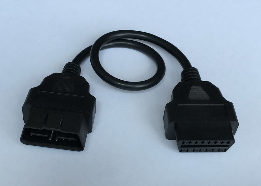 24V Male To Female Obd2 Extension Cable With Power Switch , Round Wire