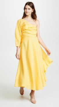 Fashion Asymmetrical Clothing One Shoulder With Long Sleeve Woman Maxi Dress Summer