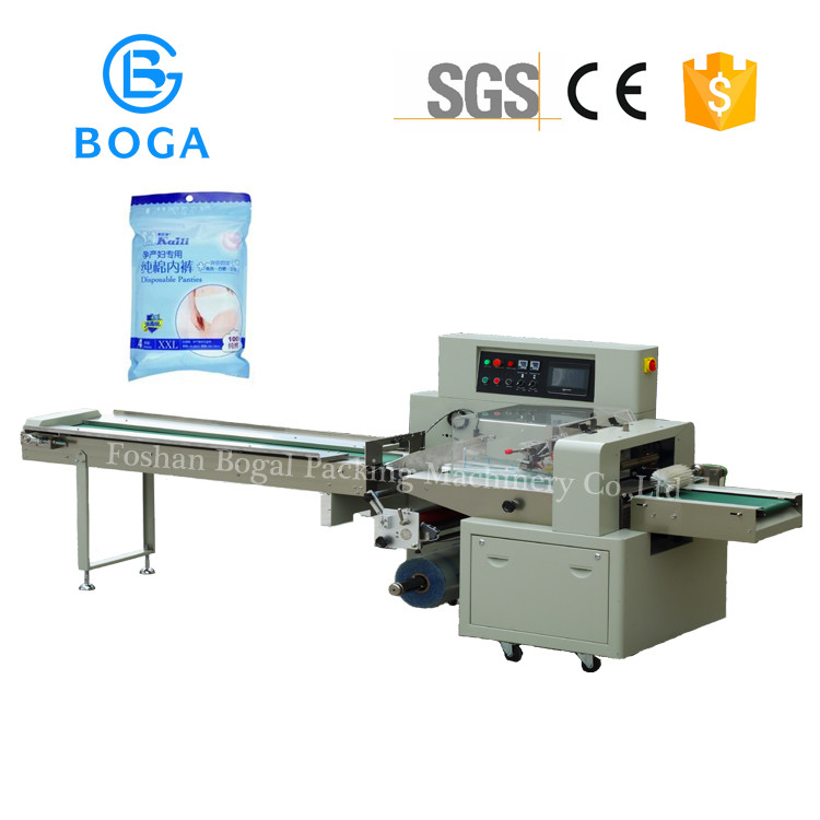 Quality Adjustable Horizontal Flow Pack Machine / Flow Pack Wrapper Underpants Sealing for sale