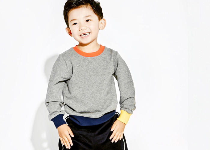 Quality Colourful Rib Teen Kids Boys Clothes Round Neck Gray Sweater For Autumn for sale