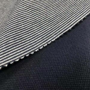 68%polyester32%cotton quilted face polyester double faced interlock stripe fabric for sportswear