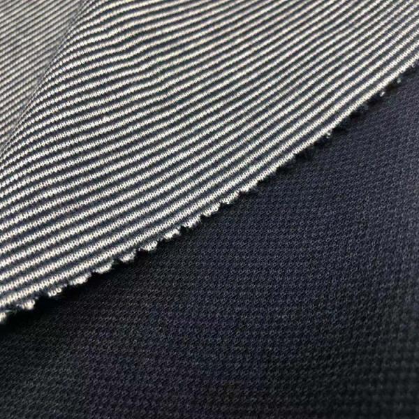 Buy 68%polyester32%cotton quilted face polyester double faced interlock stripe fabric for sportswear at wholesale prices