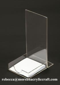 Quality Countertop clear plexiglass / PMMA acrylic sign holder with note pad holder for sale