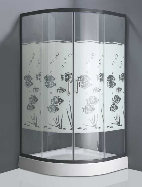 Quality Gold fish design toughened glass shower enclosure frameless shower cubicle for sale
