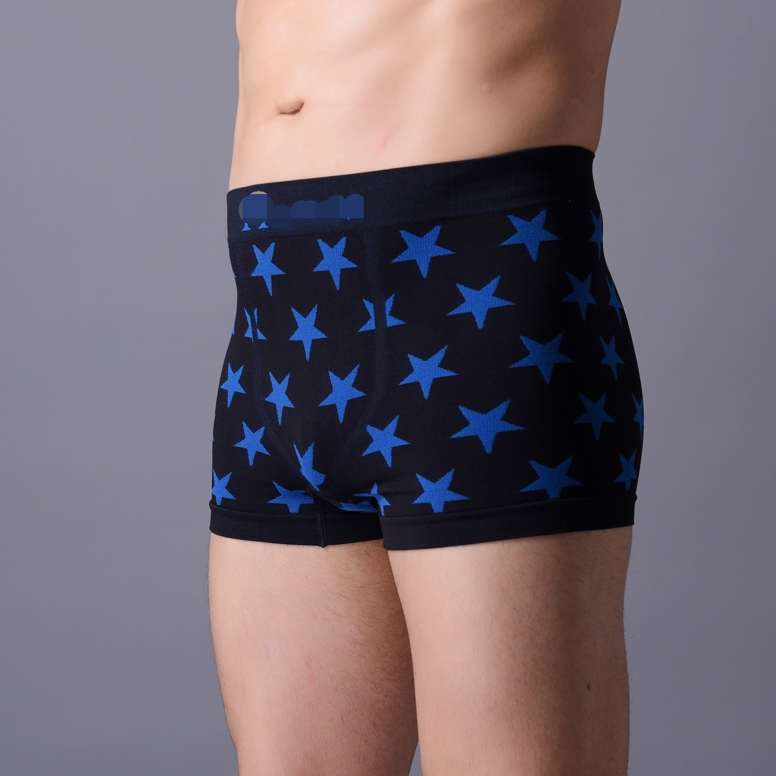 Quality Man seamless boxer,  jacquard weave, popular  fitting design,   soft weave.  XLS005, Blue star,   man shorts. for sale