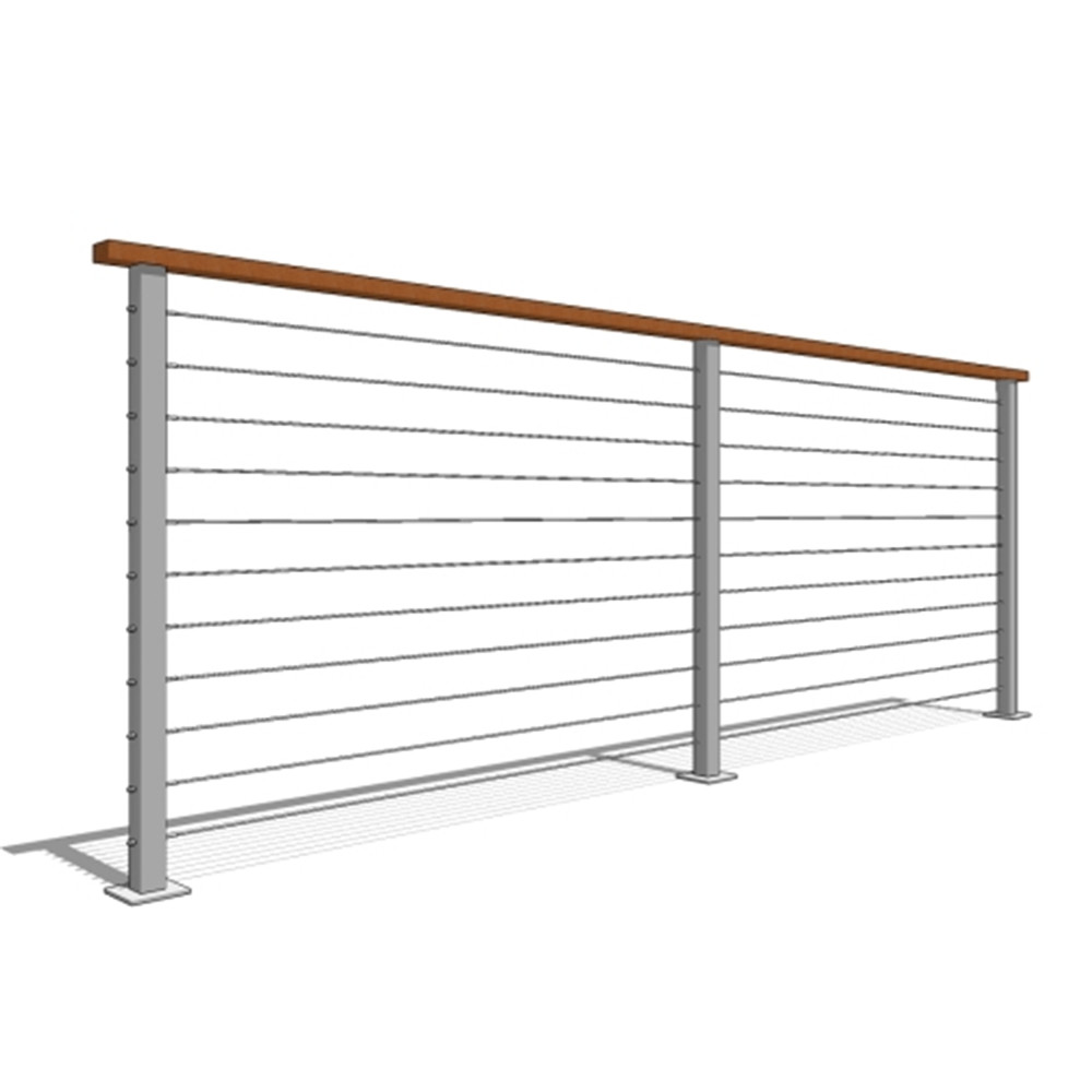 Quality Galvanized steel deck railing with 4mm wire rope design for sale