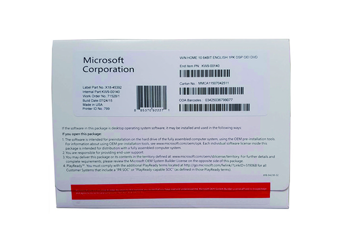 Business 32 Or 64 Bit Windows 10 OEM Sticker Software With Bit Locker
