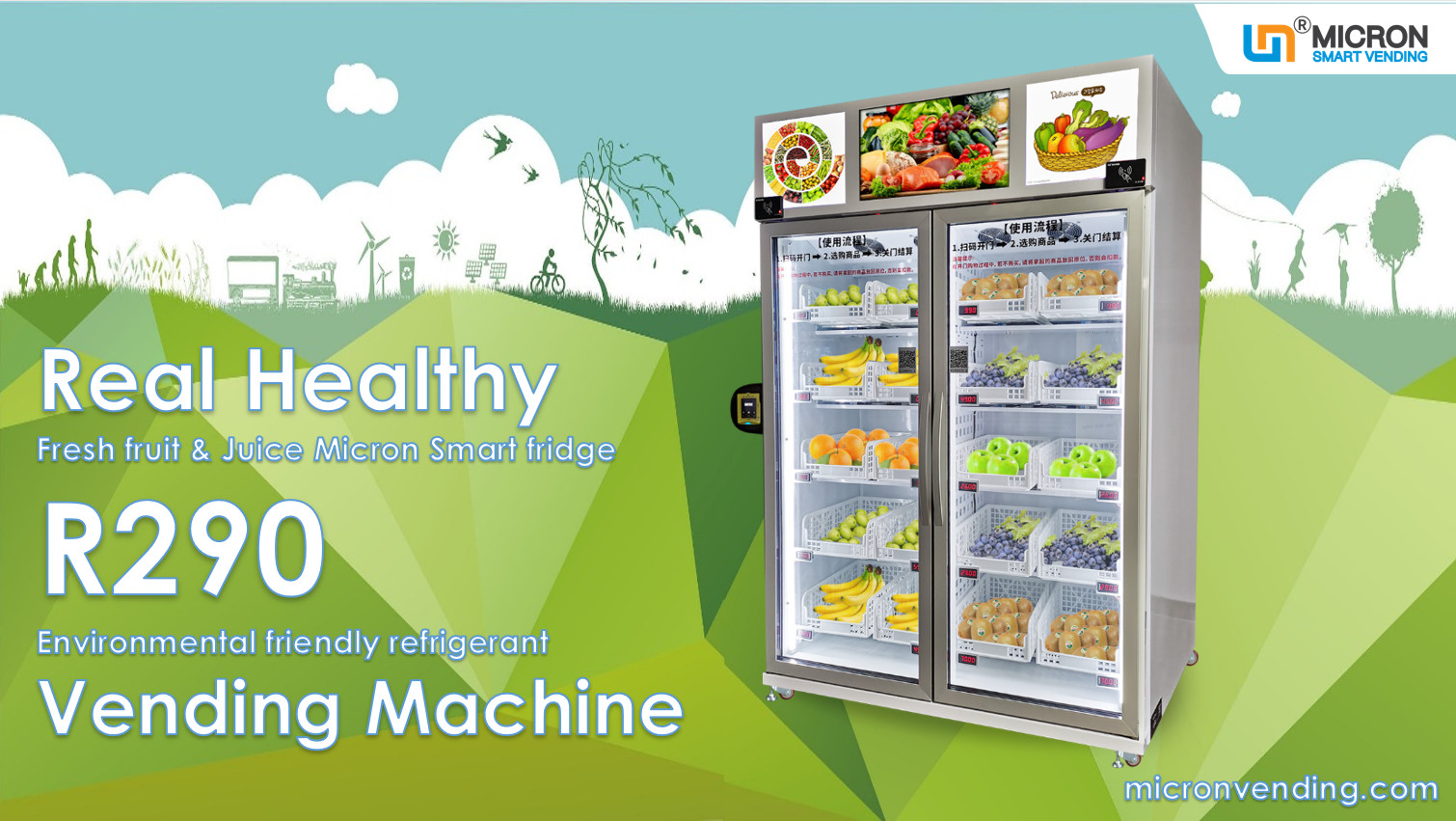 Quality Seafood Egg R290 Refrigerated Vending Machine Smart Fridge Vending With Card Reader for sale