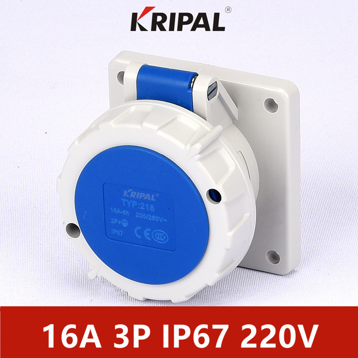 Quality IP67 3 Pole 16A Single Phase Panel Mounted Socket IEC standard for sale