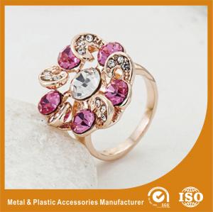 Quality Zinc Alloy High Fashion Jewelry Rings ,  Ladies Gold Rings With Colorful Zircon for sale