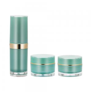 Quality Empty Cosmetic Round Plastic Acrylic Packaging Container Cream Jar Lotion Bottle Set for sale