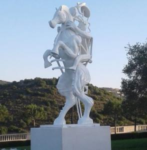 Quality White painting Abstract bronze sculptures, bronze horse with figure statues , China sculpture supplier for sale