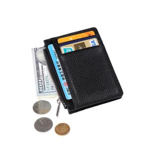 Quality 11x9.5cm TPCH Mens PU Leather Wallet Zipper Coin Pocket ROHS for sale