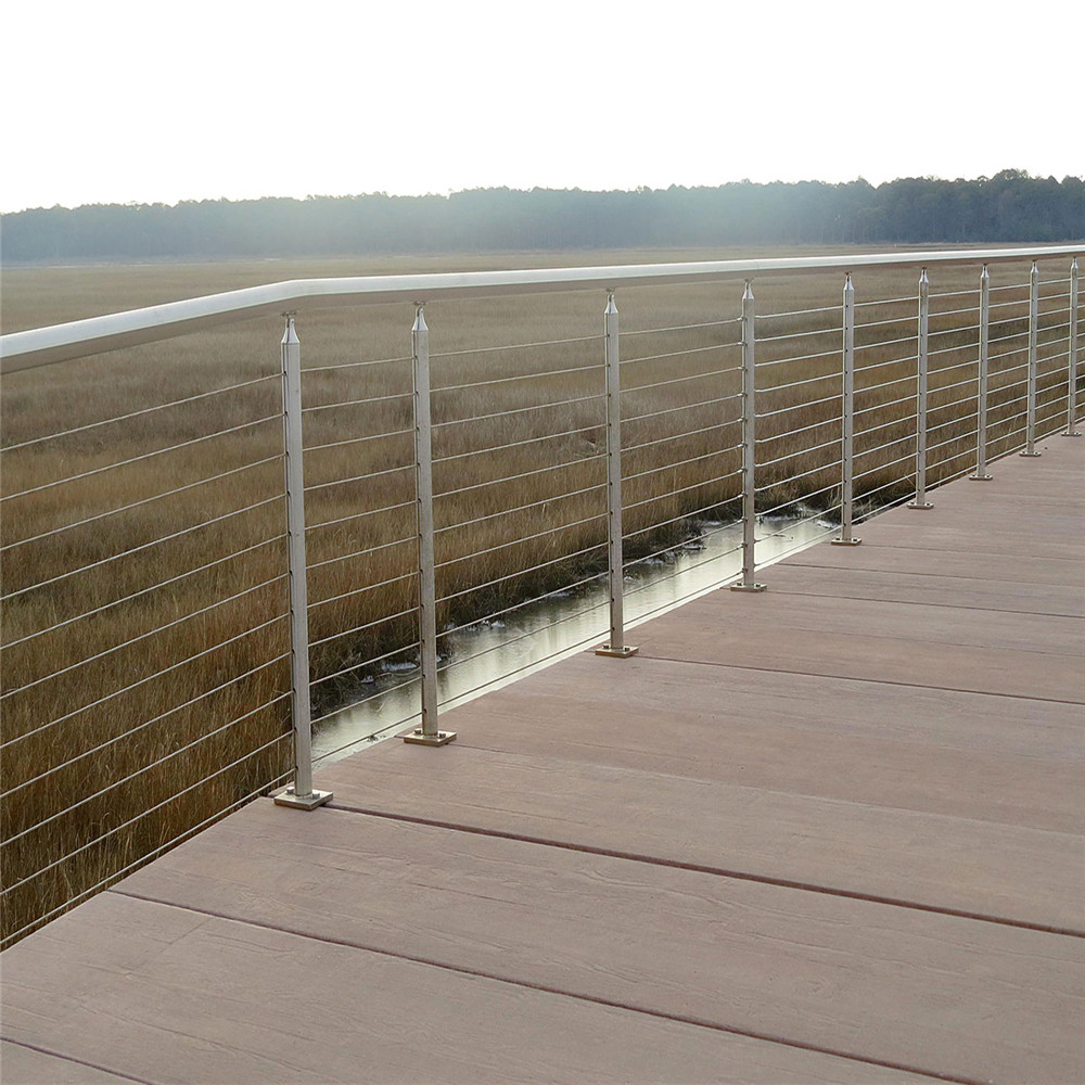 Quality Galvanized steel deck railing with 4mm wire rope design for sale