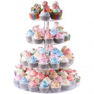 Quality Custom 3 4 5 Tier Acrylic Round Cupcake Stand For Wedding Party for sale