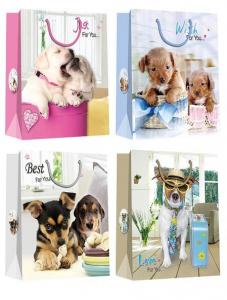 Quality Christmas Paper Gift Bags with lovely dog pattern desgins for sale