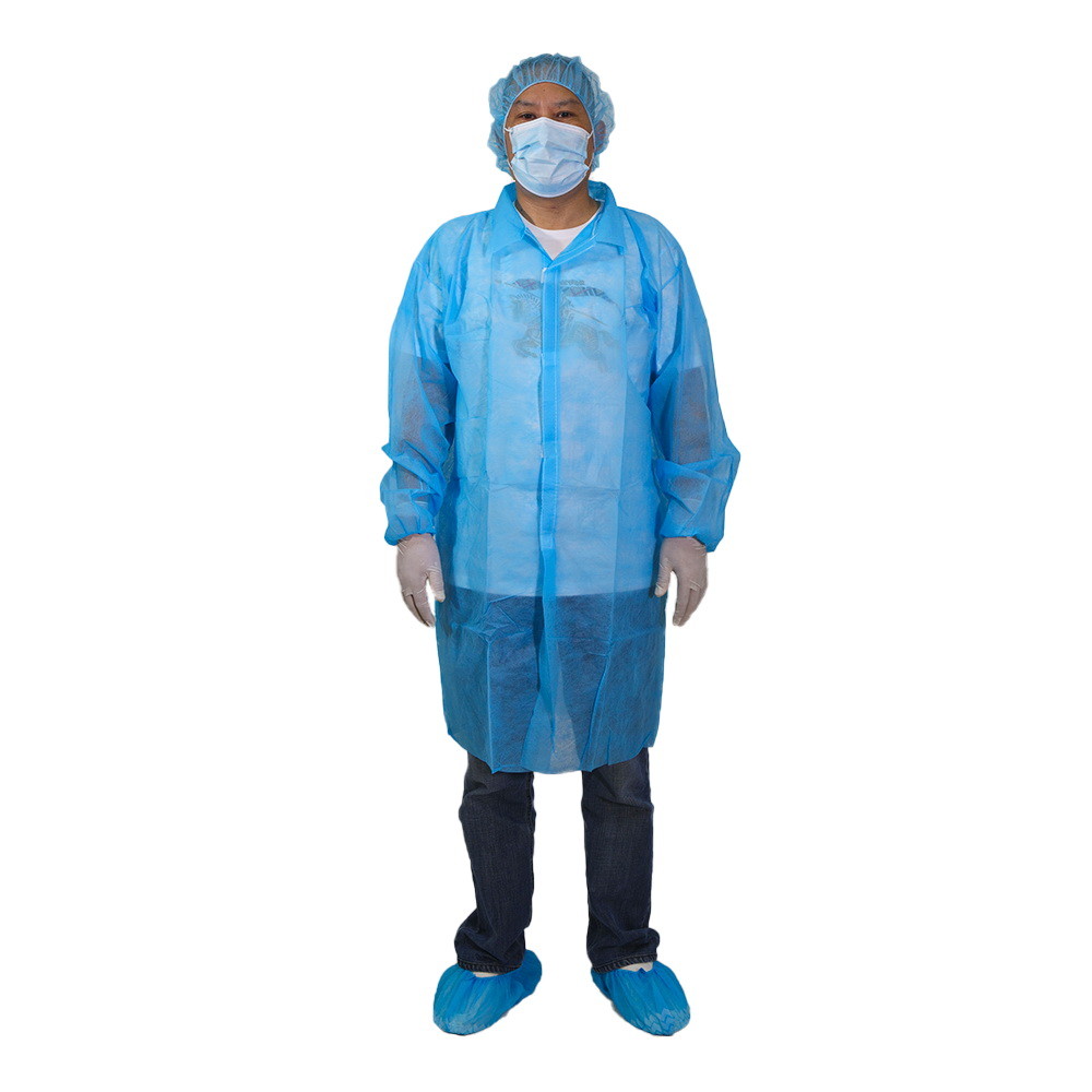Quality Blue Medical Disposable Lab Coats PP 30G Nonwoven Hospital for sale