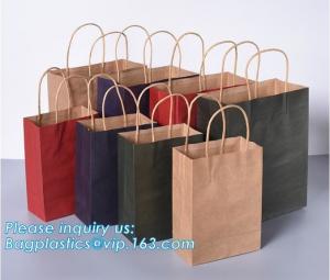 Quality Brown Kraft Paper Bag Handle Custom Print Logo Shopping Tote Carrier for sale