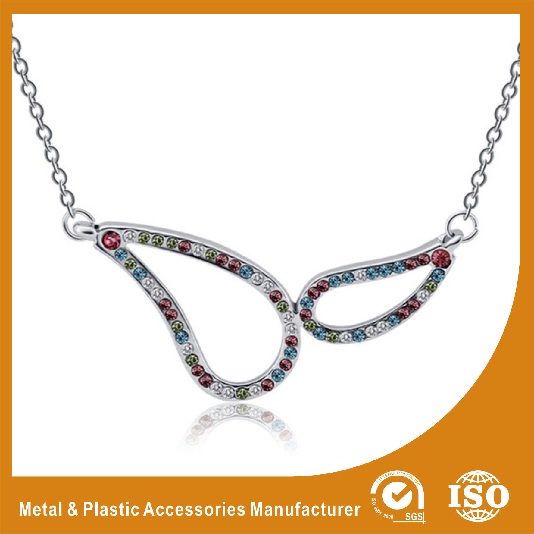 Quality Plating Embossing Silver Glass Chain Necklace For Promotion Gift for sale