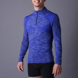 Quality Active men's sport coat,  XLSC002, melange blue, seamless stretch long sleeve,T-shirt.  better silhouette for sale