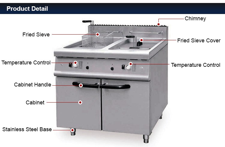 Industrial Double Tanks Deep Fryer With Cabinet For Meat Chicken Potato Chips