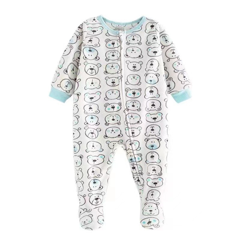 Quality Kids Rompers Multi Pattern 100% Cotton Infant Footed Romper Pajamas Baby Clothes for sale