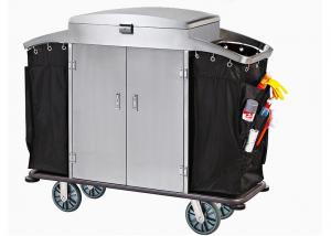 Quality Small Room Service Trolley with Heavy Duty Refuse Bag Stainless Steel Powder - Epoxy Finish for sale