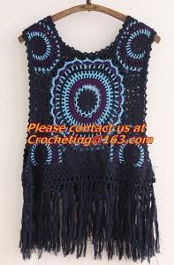 Mori Gilet Women Navy Blue Beige Fringe Crochet Vest Femme Knitted Hollow Out Spring Summe