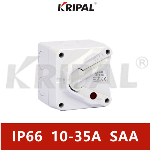 Quality SAA IP66 Rotary Mini Isolator Switch 35A Double Poles Weatherproof for sale