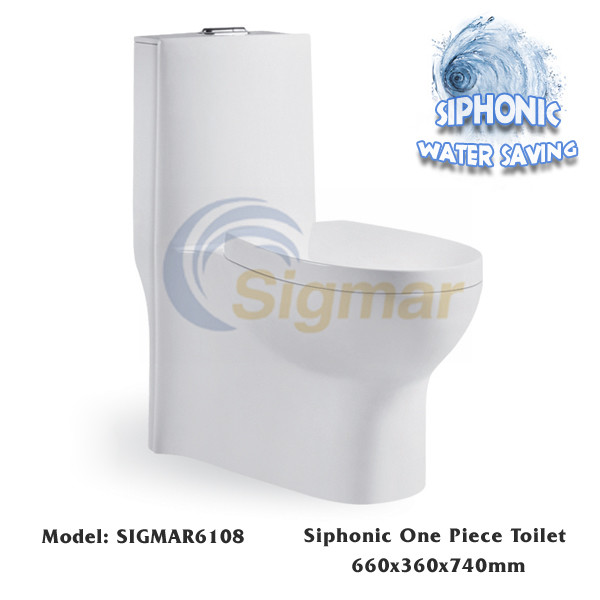 Quality SIGMAR6108 Bathroom Commode One Piece Toilet Siphonic Toilet Bowl for sale