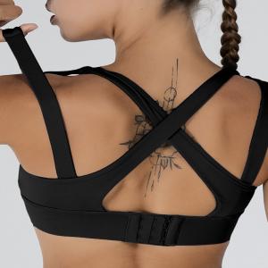 Quality Moisture Wicking Large Cup Sports Bra Plus Size High Elastic Double Shoulder for sale