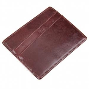 Quality 0.2cm CDR Handcrafted Leather Wallets Crazy Horse Craft Minimalist 10x8cm for sale