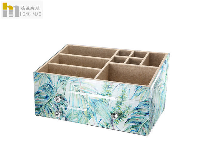 Quality Simple Glass Vanity Organizer Box , Glass Cosmetic Organizer Lightweight for sale