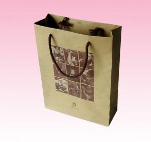 Quality custom brown Kraft Paper shopping Bag with logo printing for sale