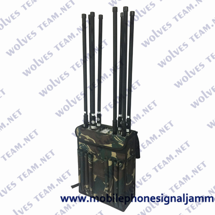 Quality 200M Military High Power GPS WIFI 5.8G Cell Phone Signal Backpack Jammer for sale