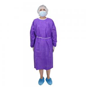 Quality 50g Purple PP Isolation Gown Disposable Hospital Gowns for sale