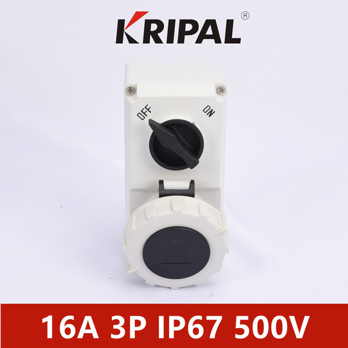 Quality IP67 16A 3P IEC Industrial Power Socket With Mechanical Interlock for sale