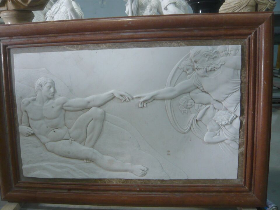 Quality white marble carved panel by hand for sale