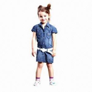 Quality Children's Denim Dress with Belt, Made of 100% Cotton for sale