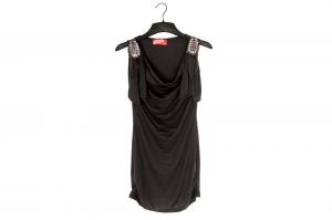 Quality Black Fringed Ladies Longline Vest Tops 65% Polyester 35% Viscose for sale
