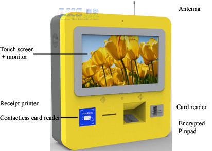 Quality Self Recharge Wall Mounted Kiosk , DIP Card Reader 3G Wireless Telecom Terminal for sale