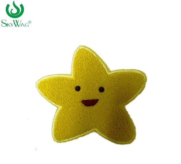 Quality Smiling Yellow Star Chenille Embroidery Patches / Custom Chenille Patches for sale