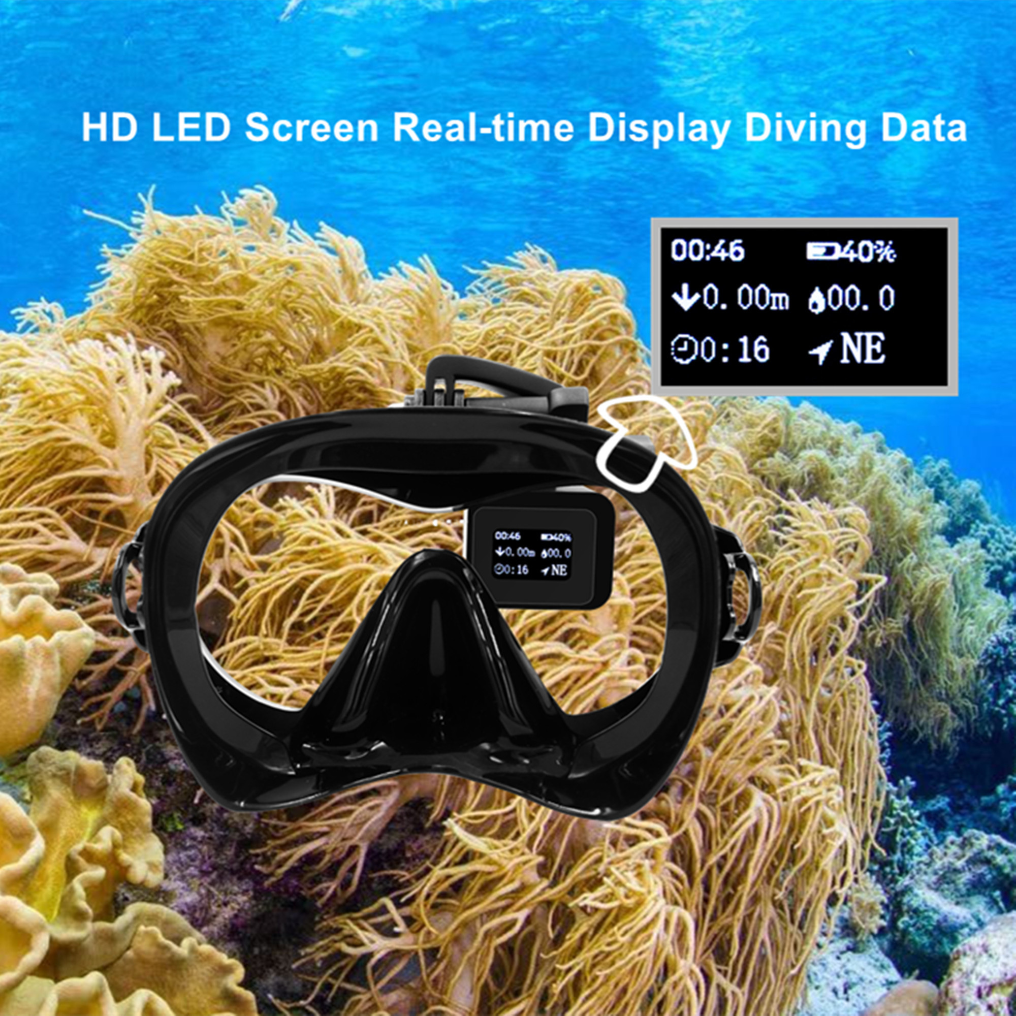 ZTDIVE Diving Mask HUD With Depth, Direction, Time Data Monitoring Stylish Appearance For Adult Use