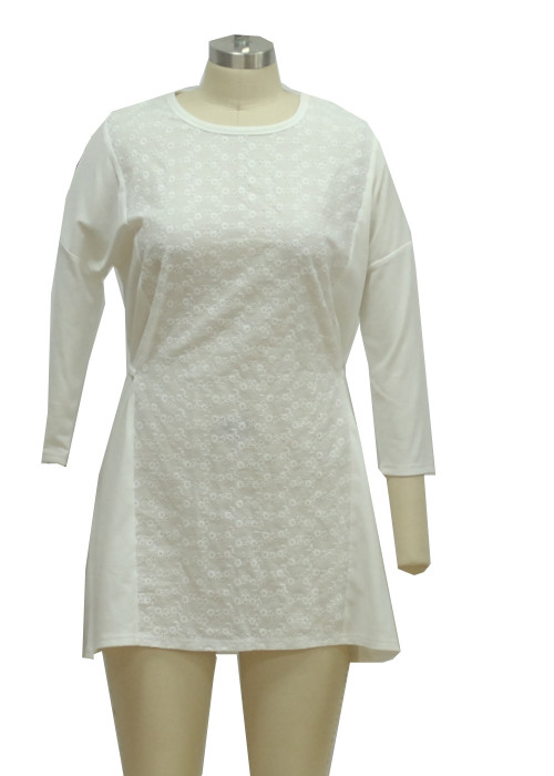 Buy Fitness Daytime Casual White Sundress With Sleeves , Casual Knit Summer Dresses at wholesale prices